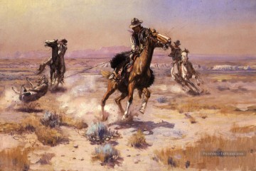 Au cowboy de Ropes End Charles Marion Russell Indiana Peinture à l'huile